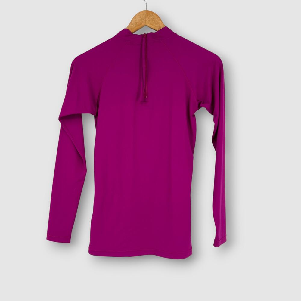 Athleta Magenta Long Sleeve Mock Neck Back Zip Active Top Medium - Picture 2 of 5